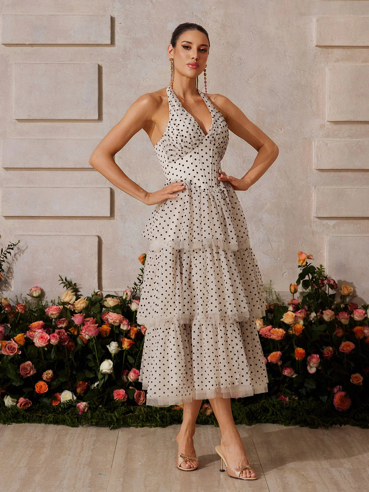 Amélie Polka Dot Tiered Midi Dress