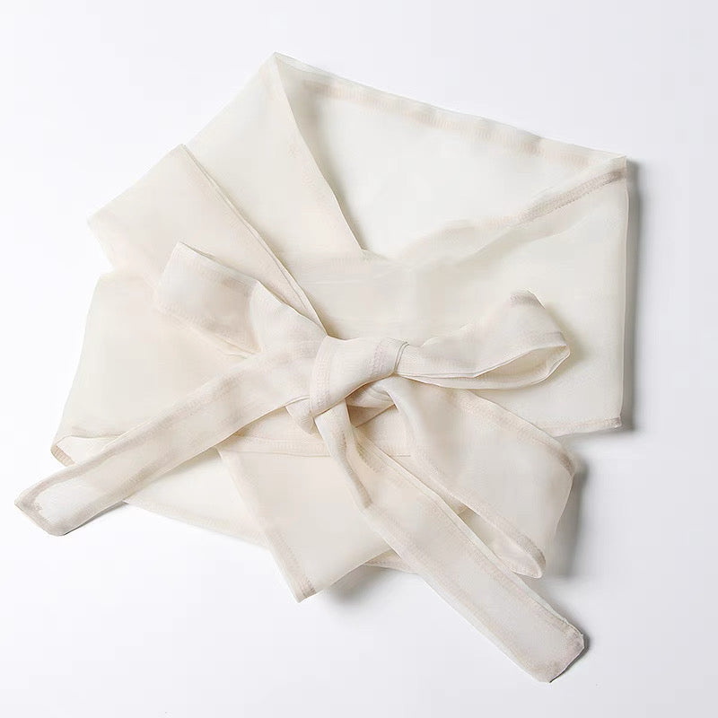 Semi Sheer Embroidered Wrap Blouse – Ivory