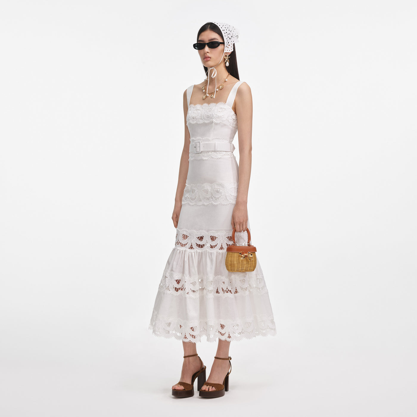Liana Embroidered Linen Midi Dress