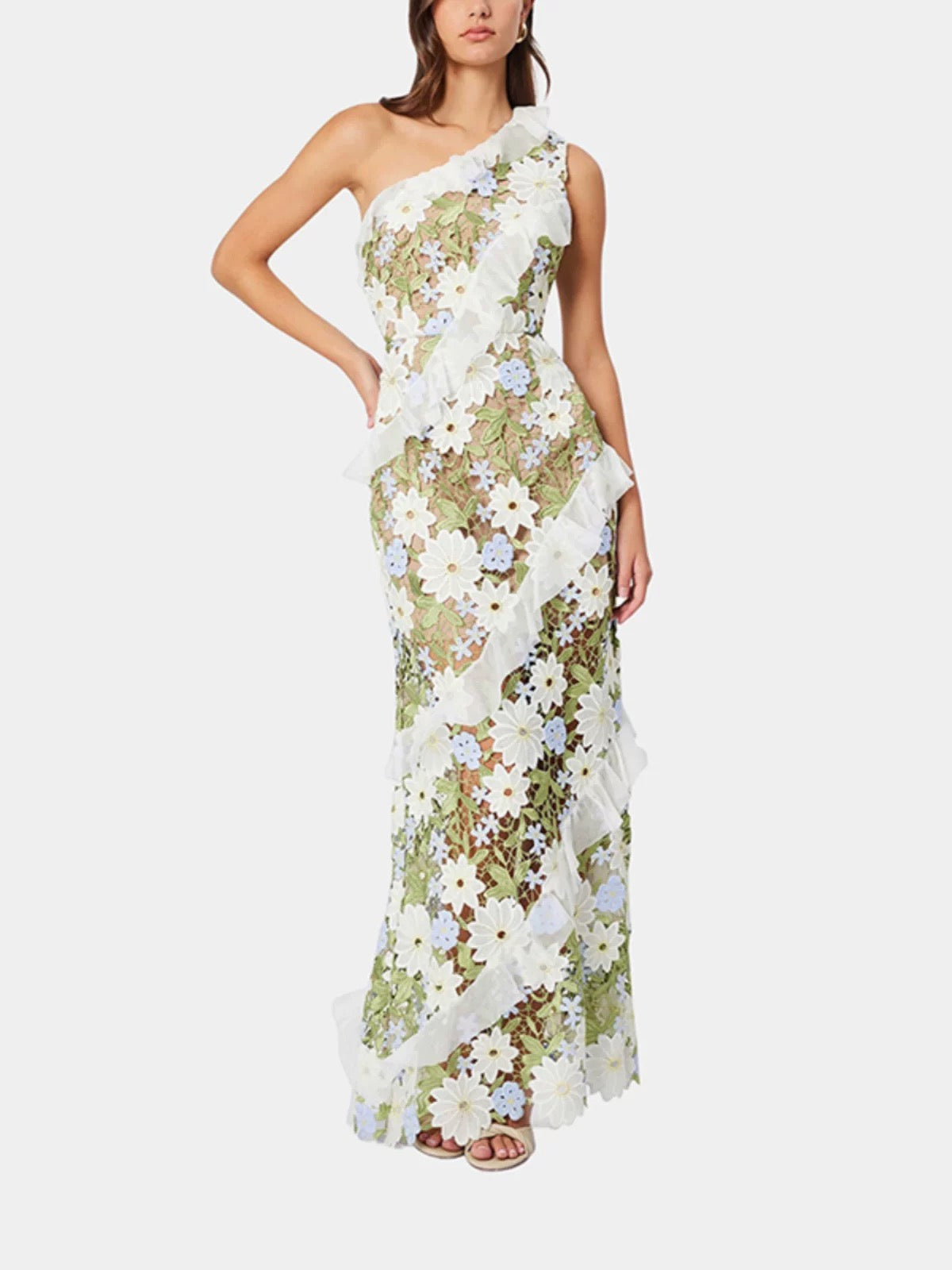 Gardenia One Shoulder Floral Gown