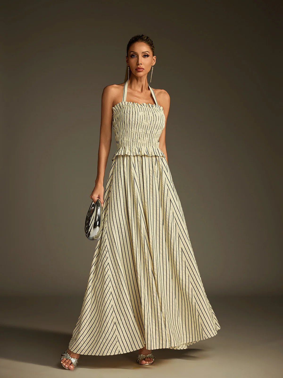 Celeste Stripe Halter Maxi Dress