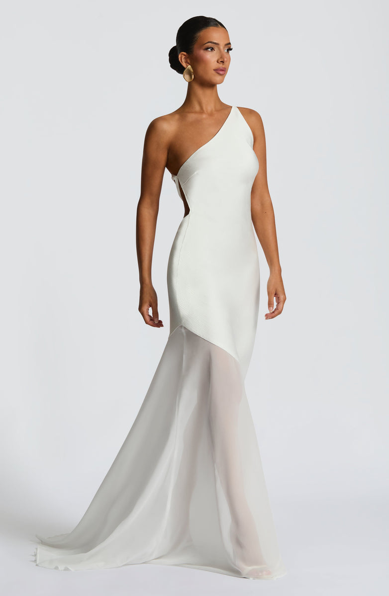 Soleil One Shoulder Sheer Mermaid Gown