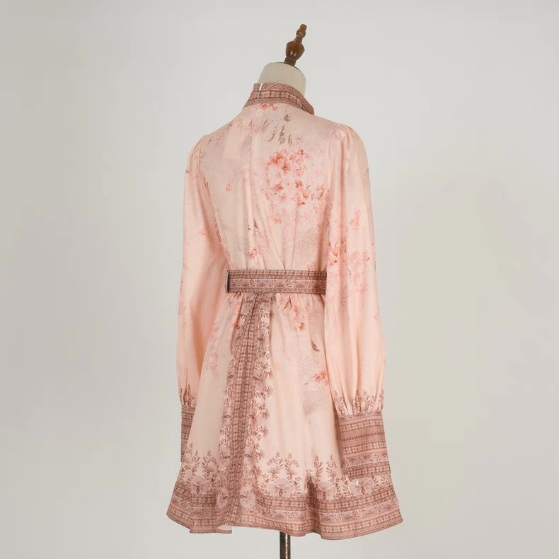 Floral Mandarin Embroidered Dress