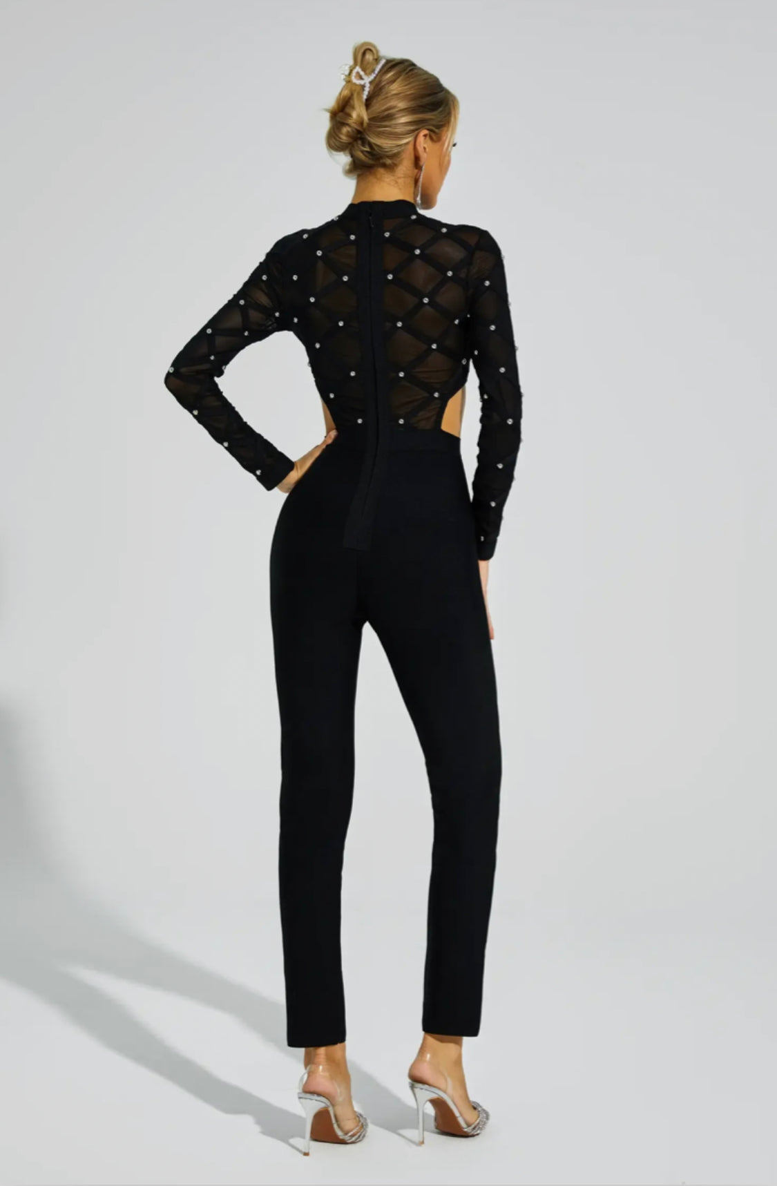 Carr black beaded jumpsuit
