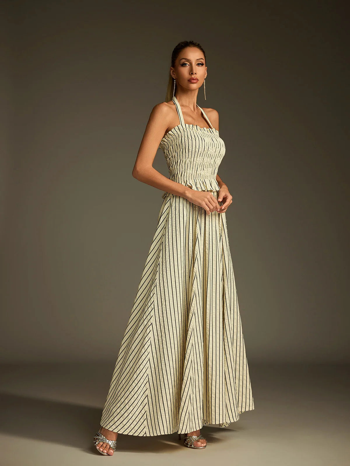 Celeste Stripe Halter Maxi Dress