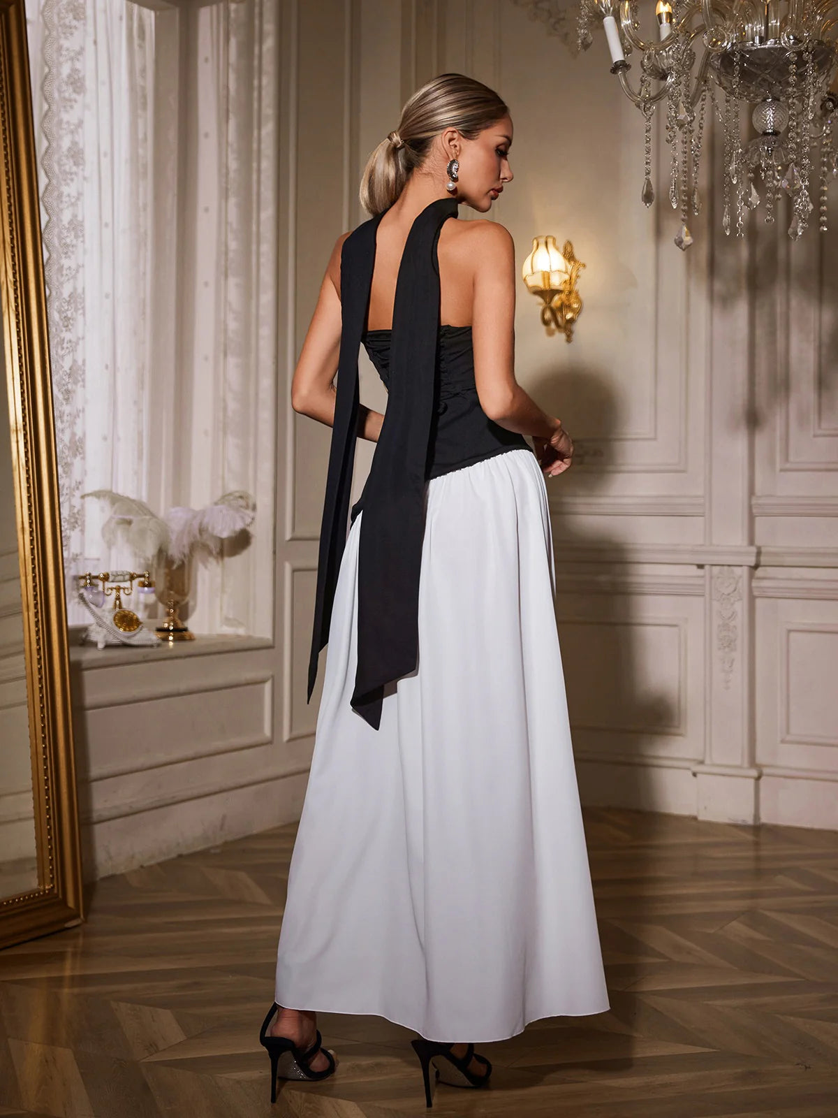 Monochrome Slit Maxi Dress