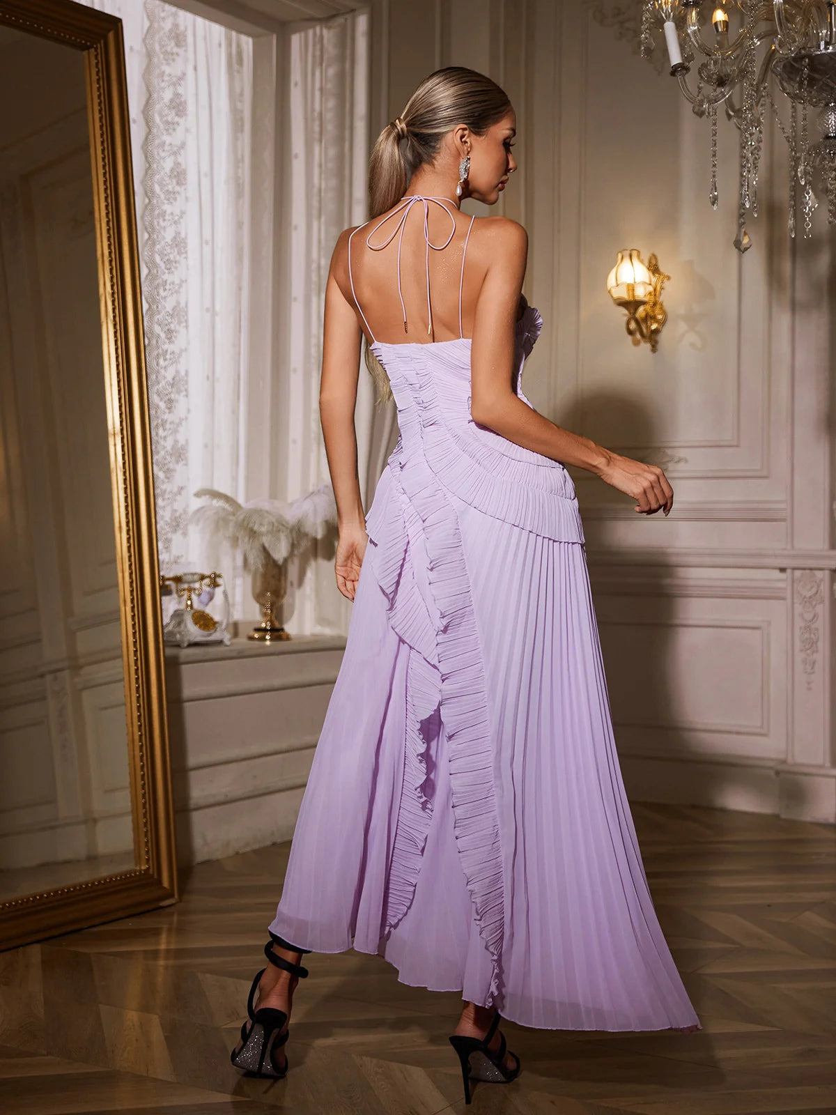 Amélie Pleated Ruffle Gown