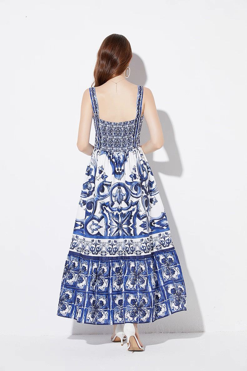 Azure Majolica Corset Dress