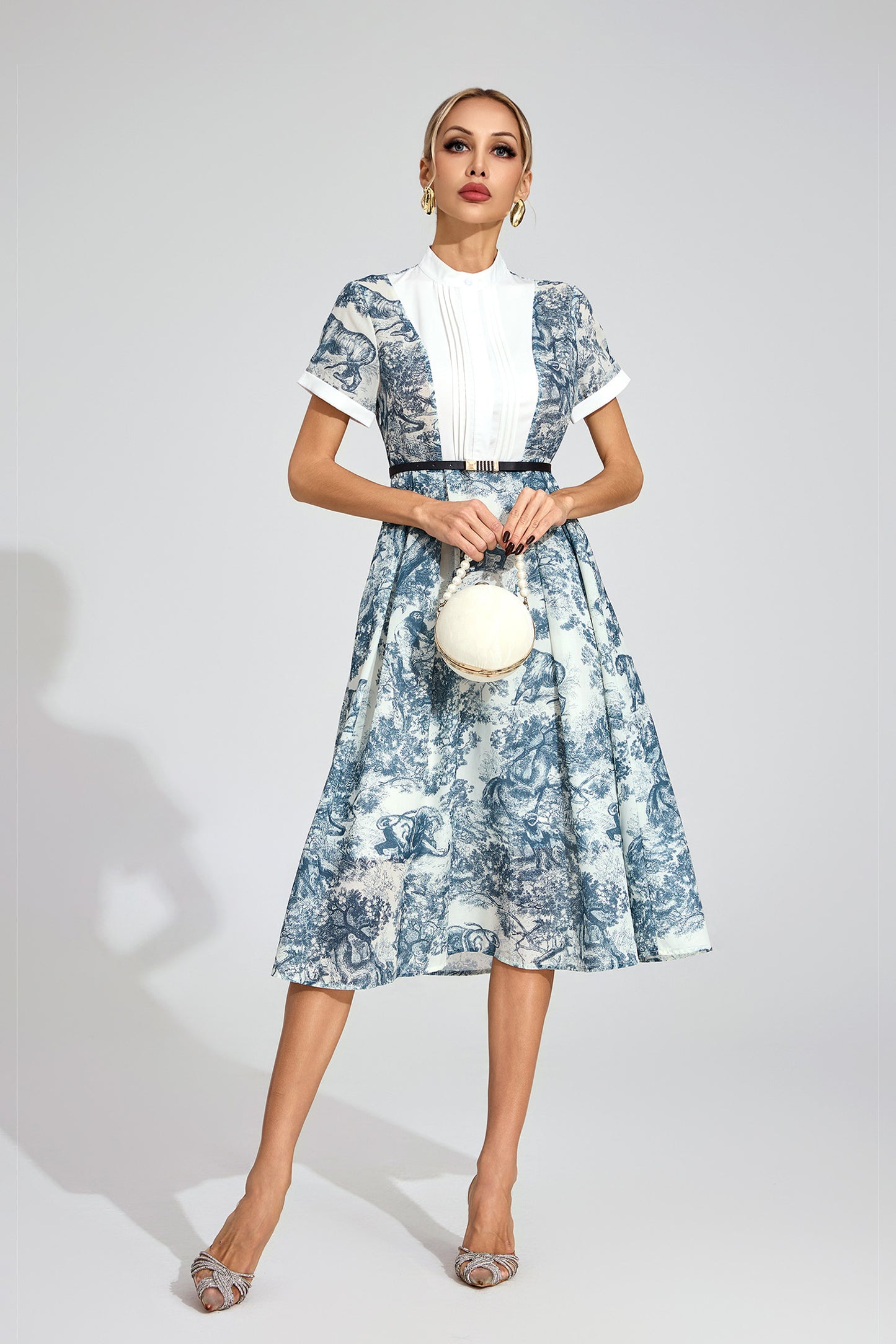 Versailles Toile Belted Shirt Dress