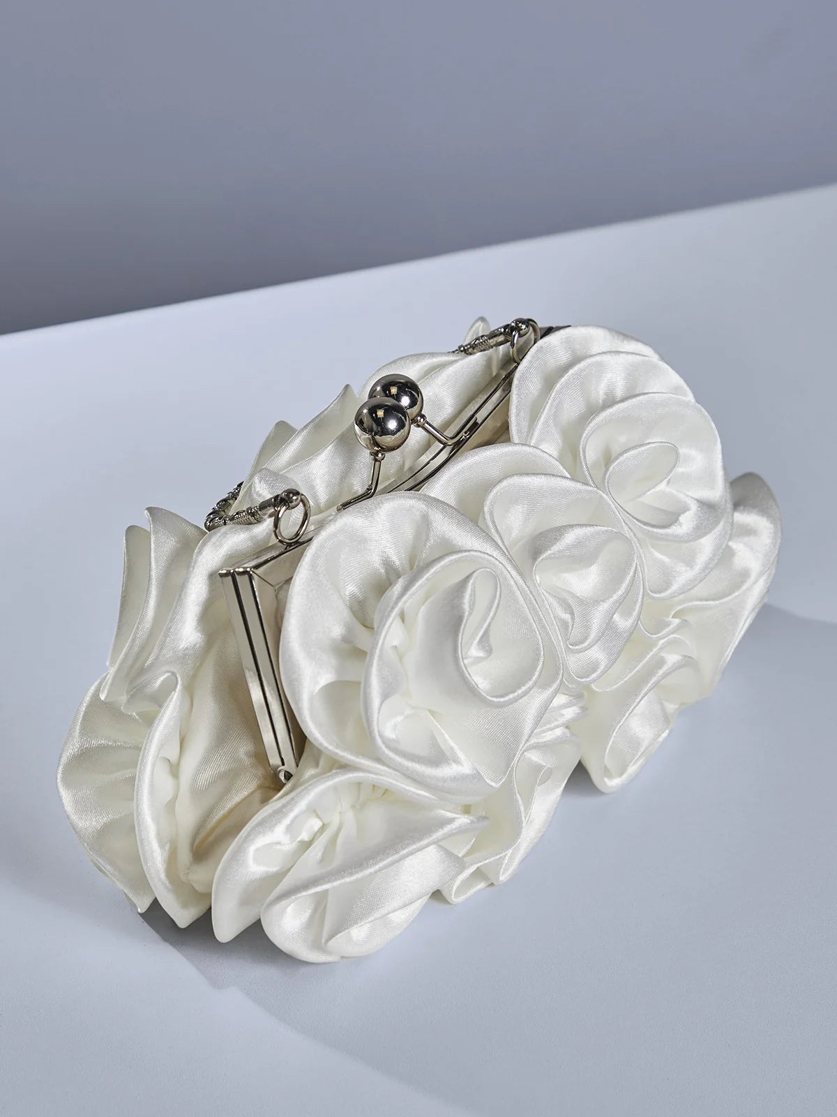White flower satin bag