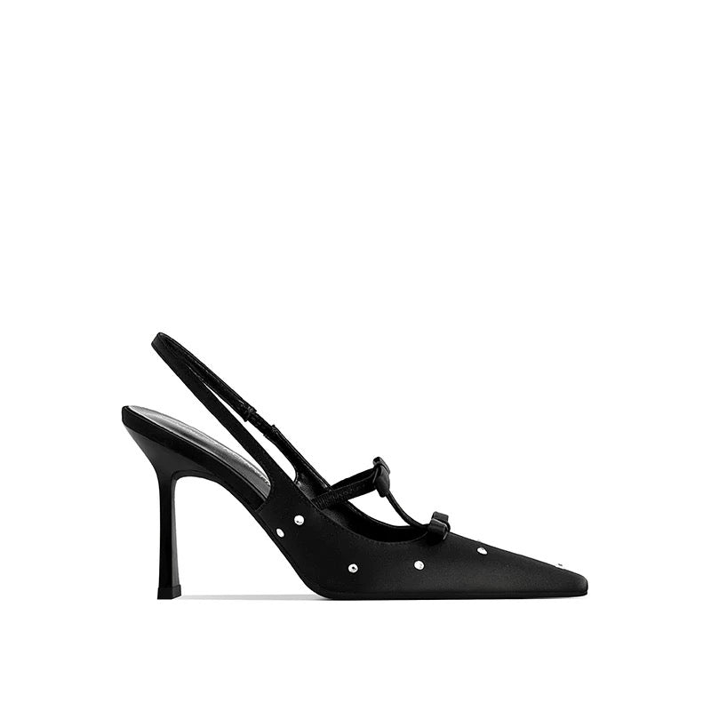 Liana Crystal Dots Satin Slingback Heels