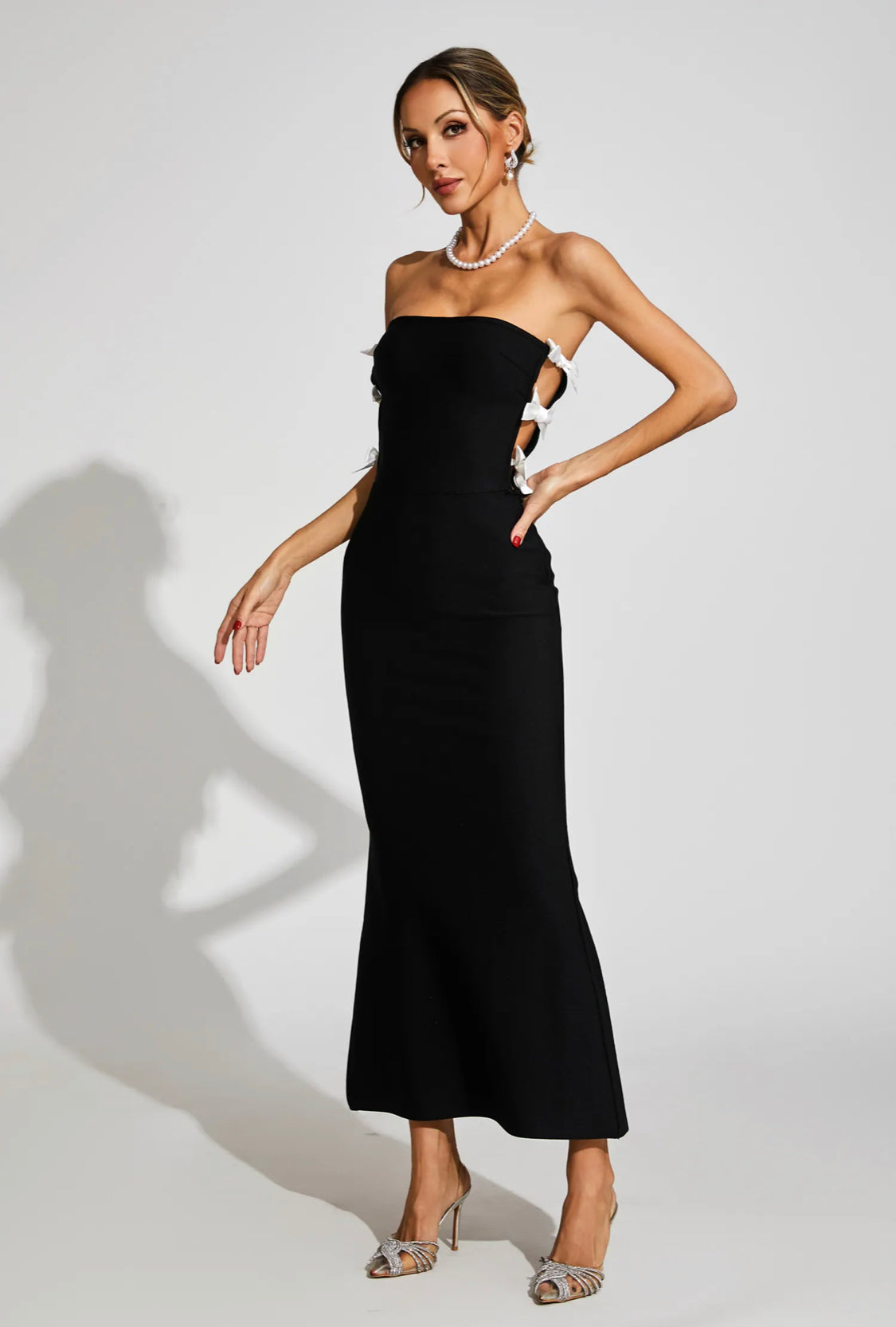 Bow tie bandage maxi dress