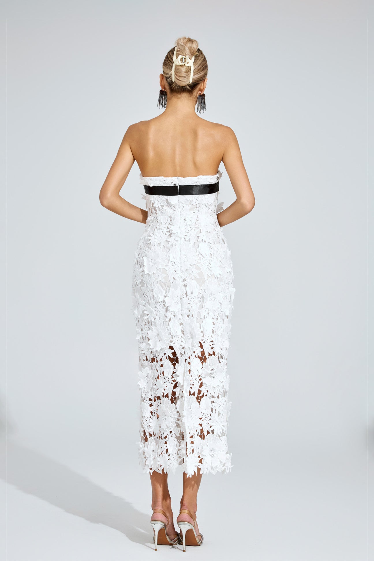 Camille Floral Appliqué Midi Dress