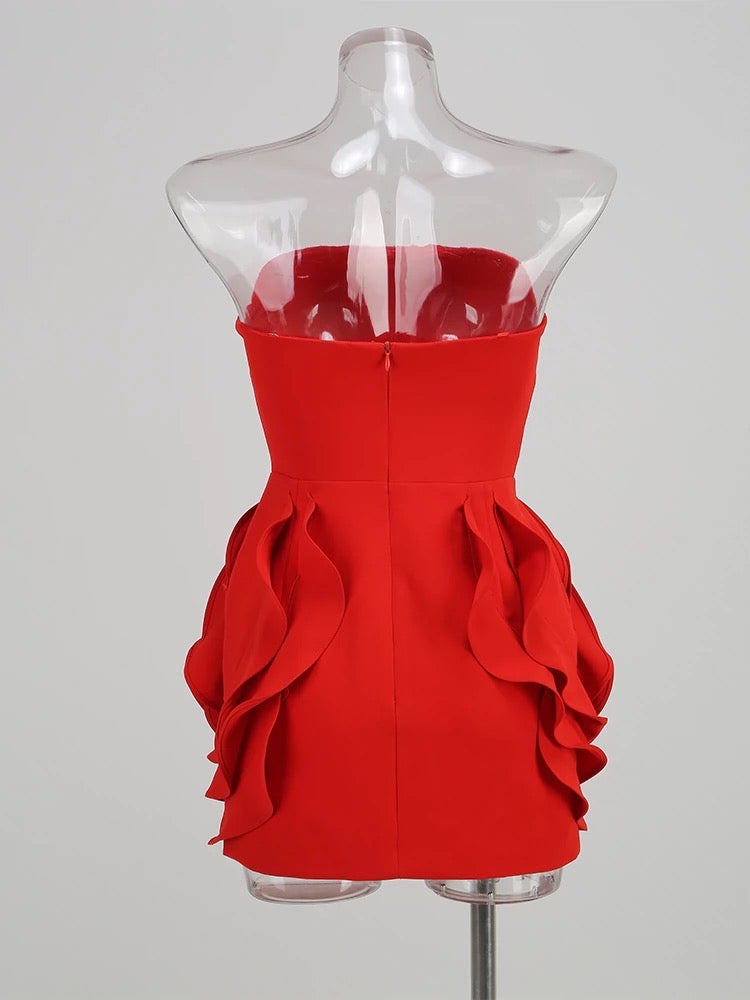 ロリフラワーレッドミニドレス