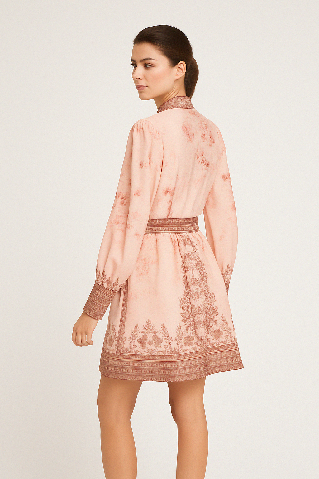 Floral Mandarin Embroidered Dress