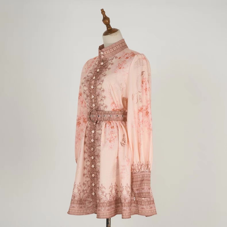 Floral Mandarin Embroidered Dress