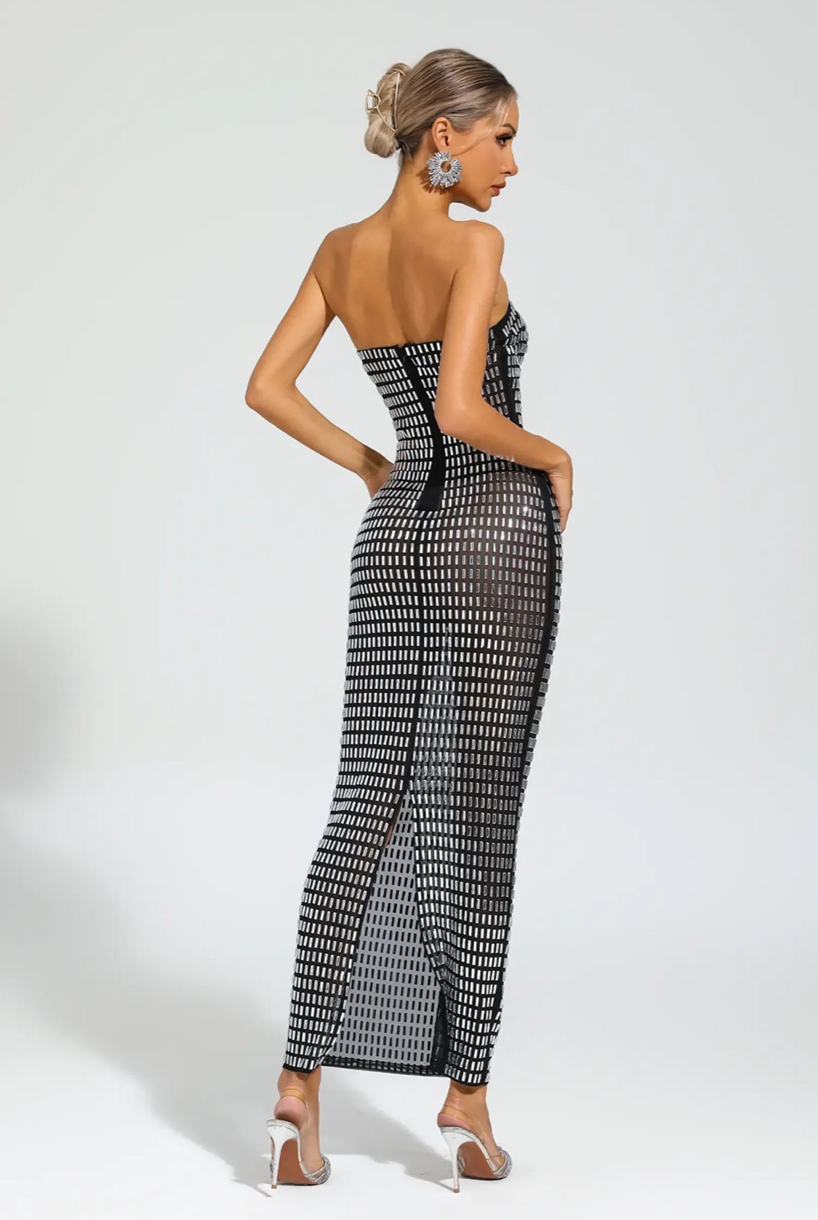 Rhinestone Mesh maxi dress