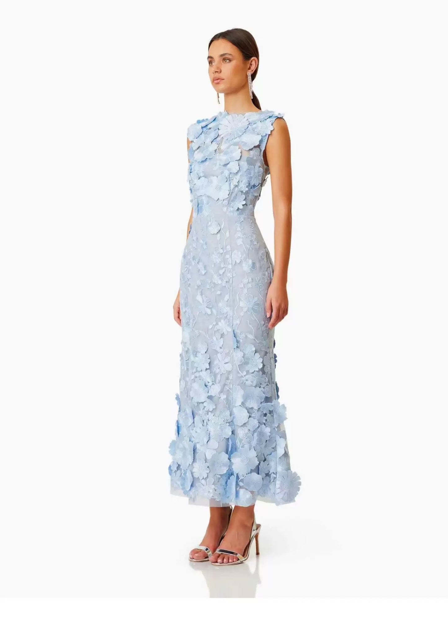 Fleur de Ciel blue Lace Midi Dress size S