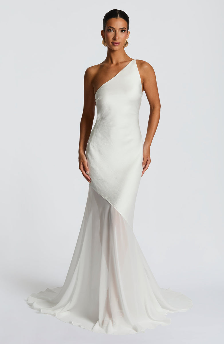 Soleil One Shoulder Sheer Mermaid Gown