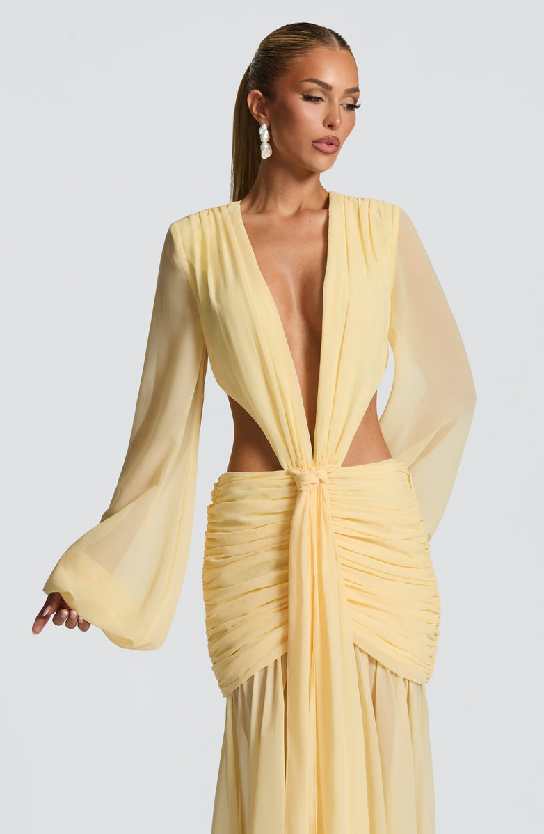 Soleil Ruched Cutout Maxi Dress