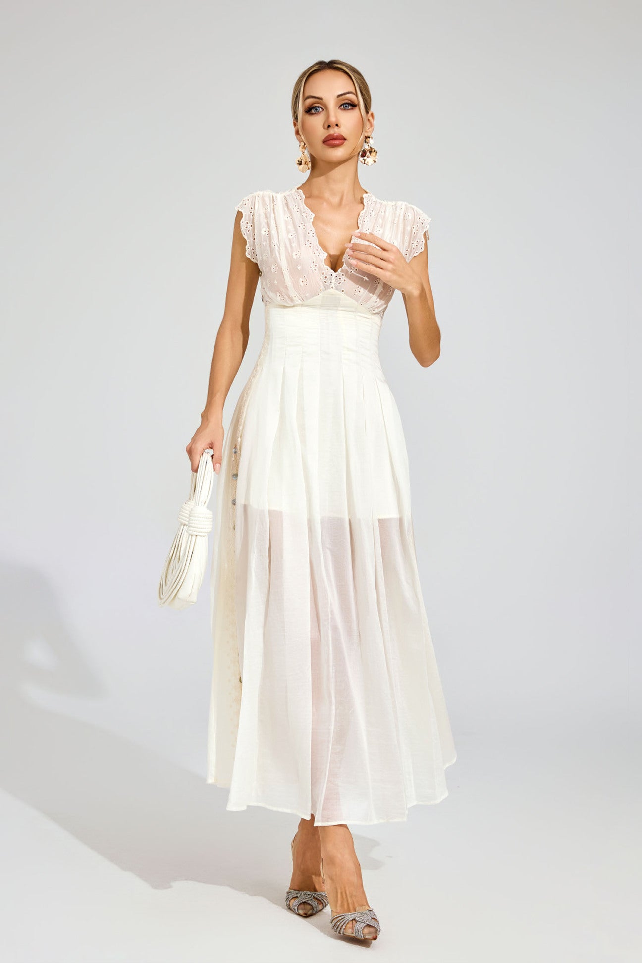 Étoile Broderie Sheer Midi Dress