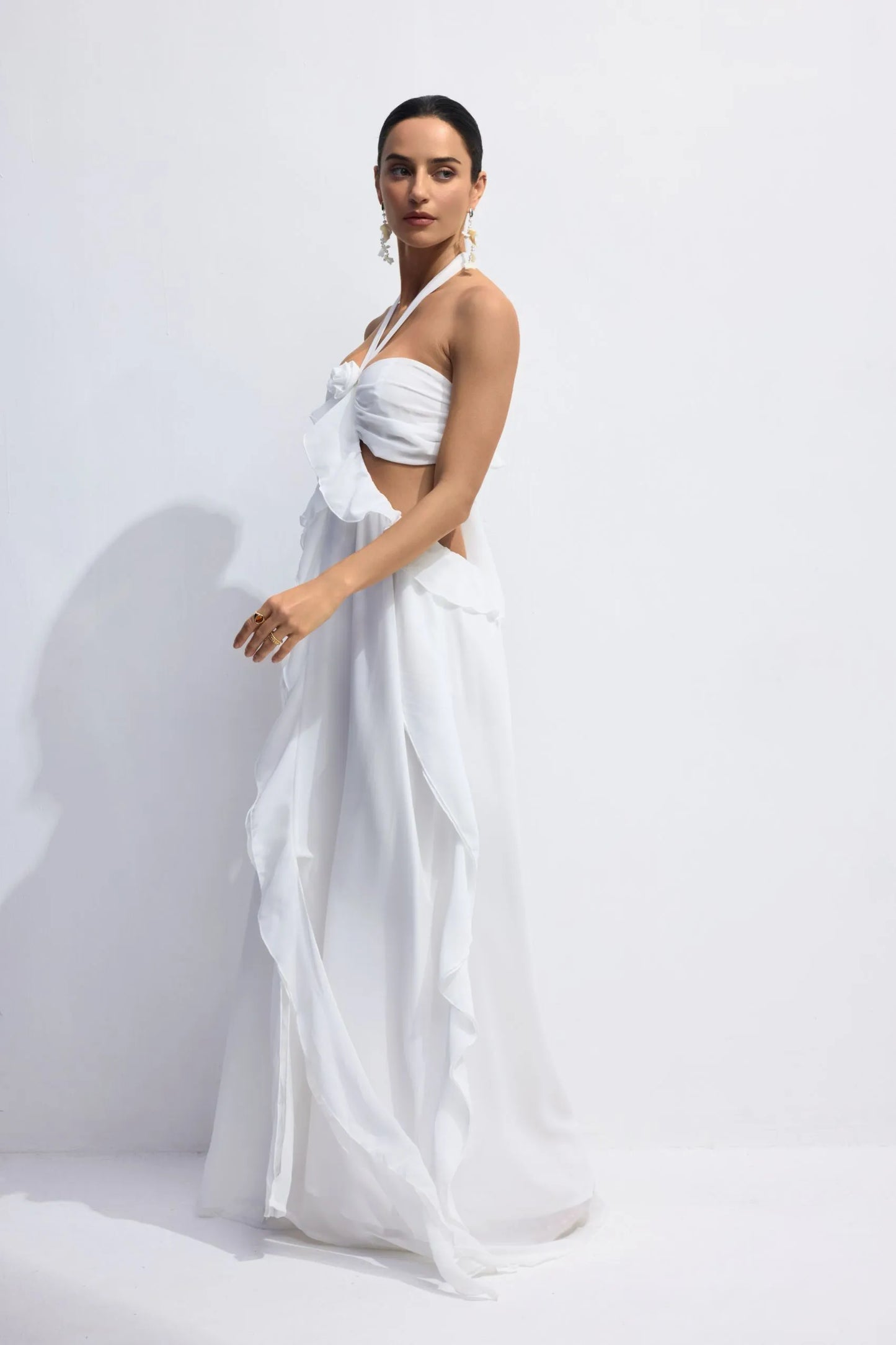 Ophelia Ruffle flower Cutout Maxi Dress