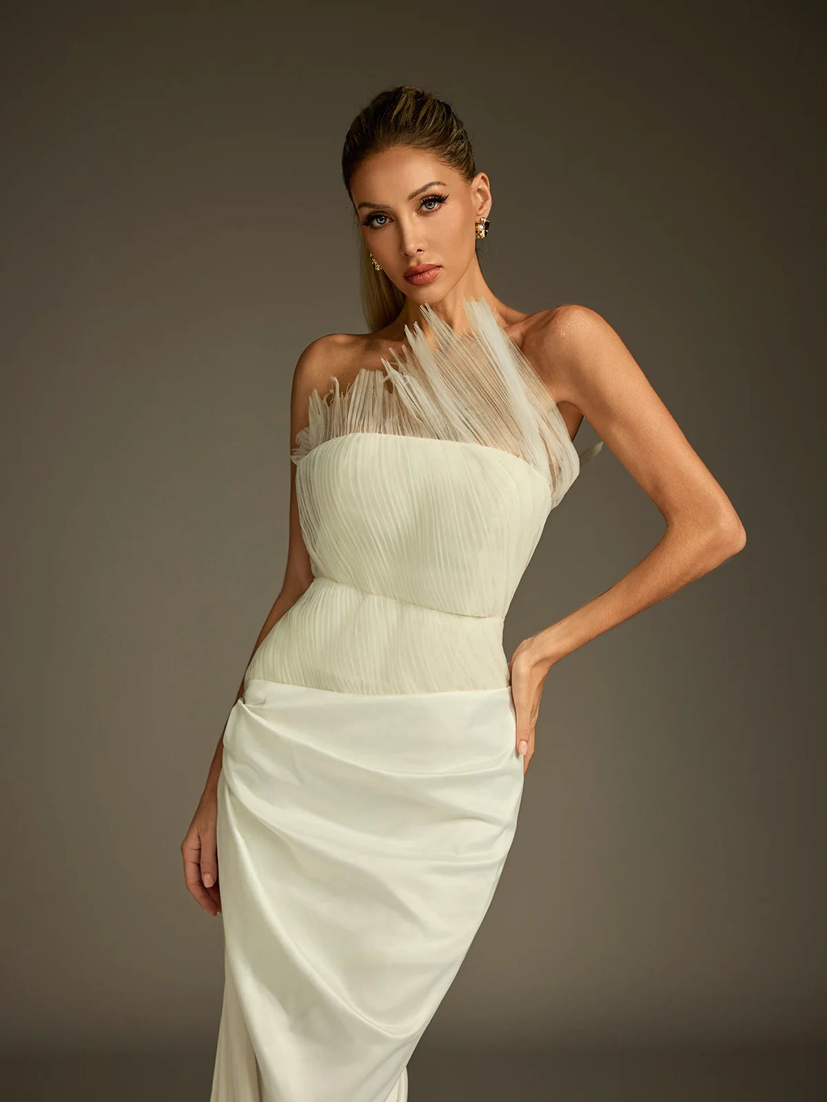 Étoile Feathered Halter Gown