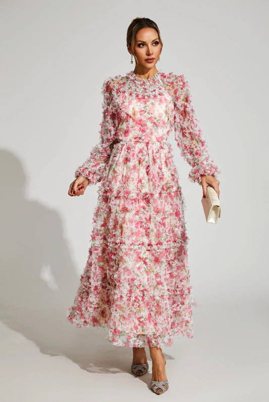 Pink floral maxi dress (Preorder)