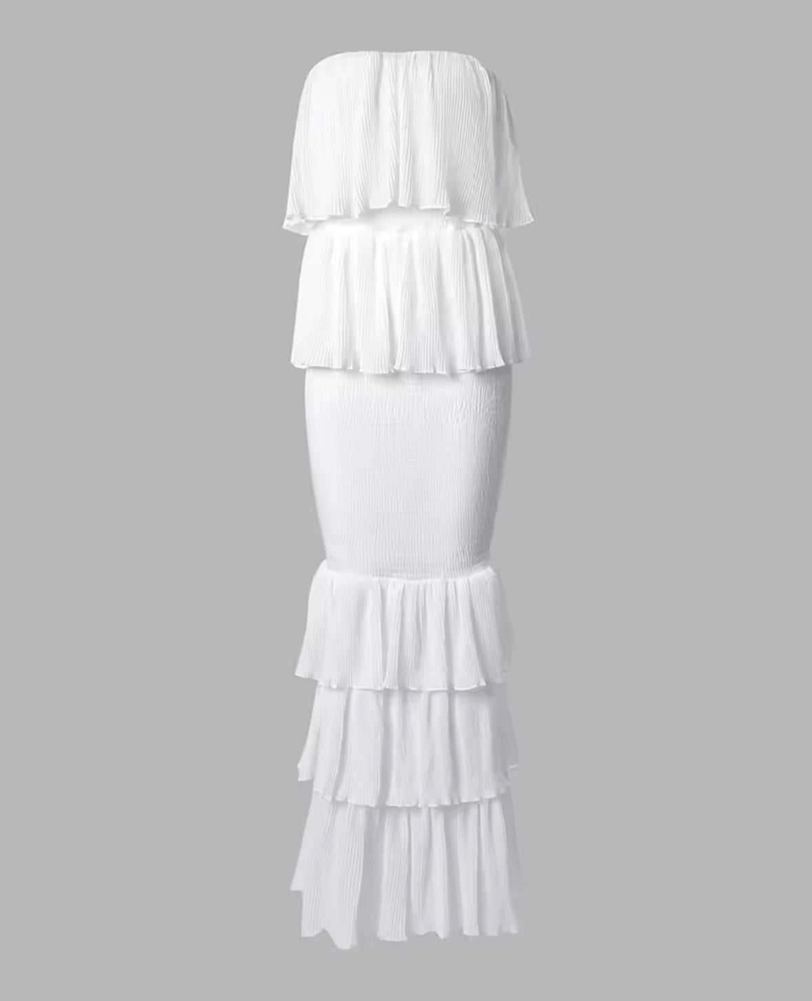 Ayla Ruffle Strapless Midi dress
