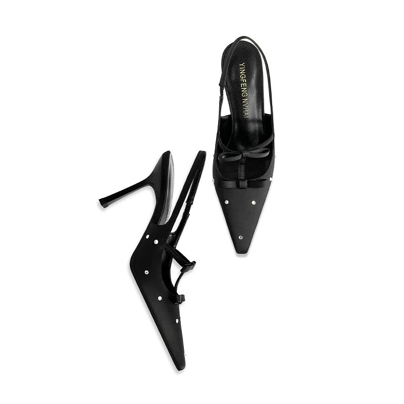 Liana Crystal Dots Satin Slingback Heels