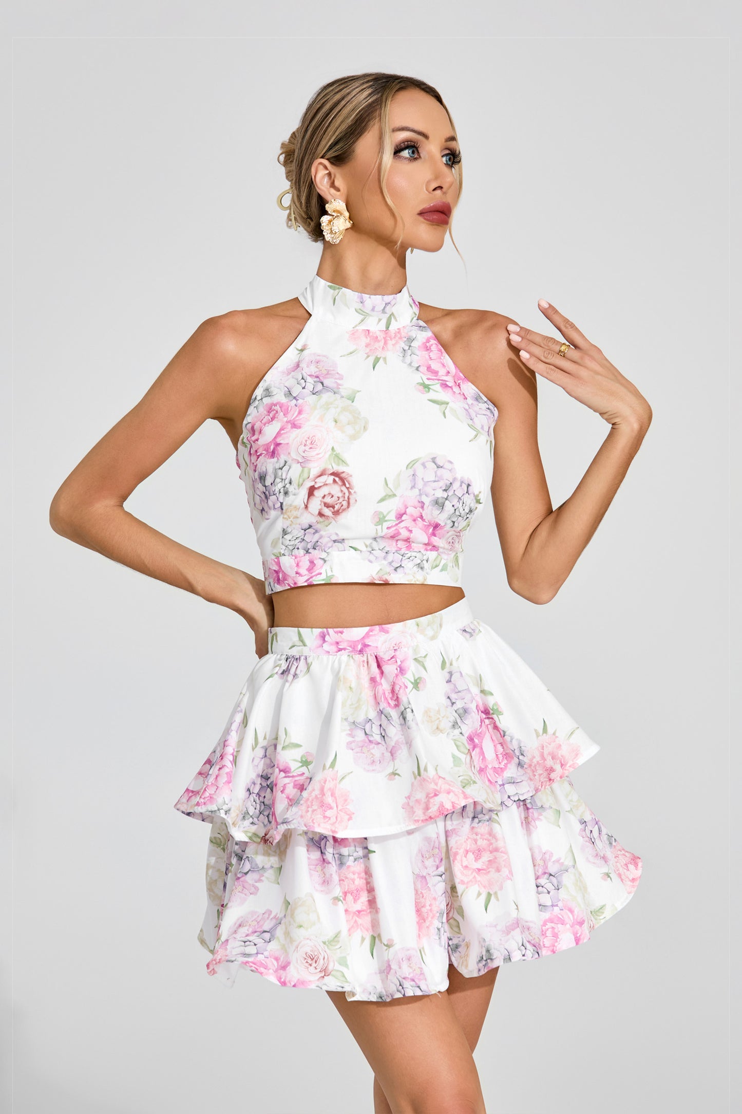 Lila Blossom Ruffle Two-Piece Set