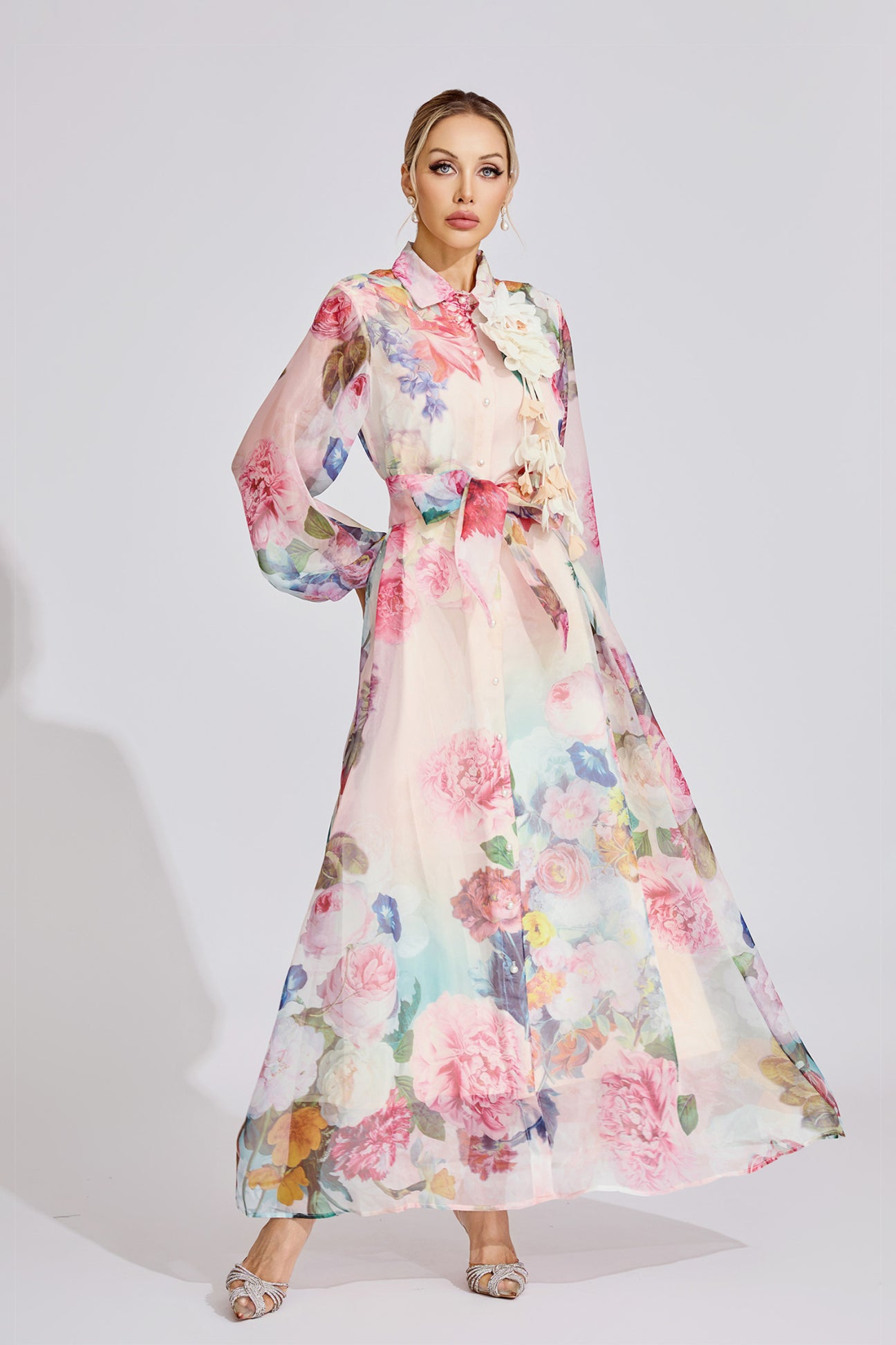 Fleur Royale Maxi Shirt Dress