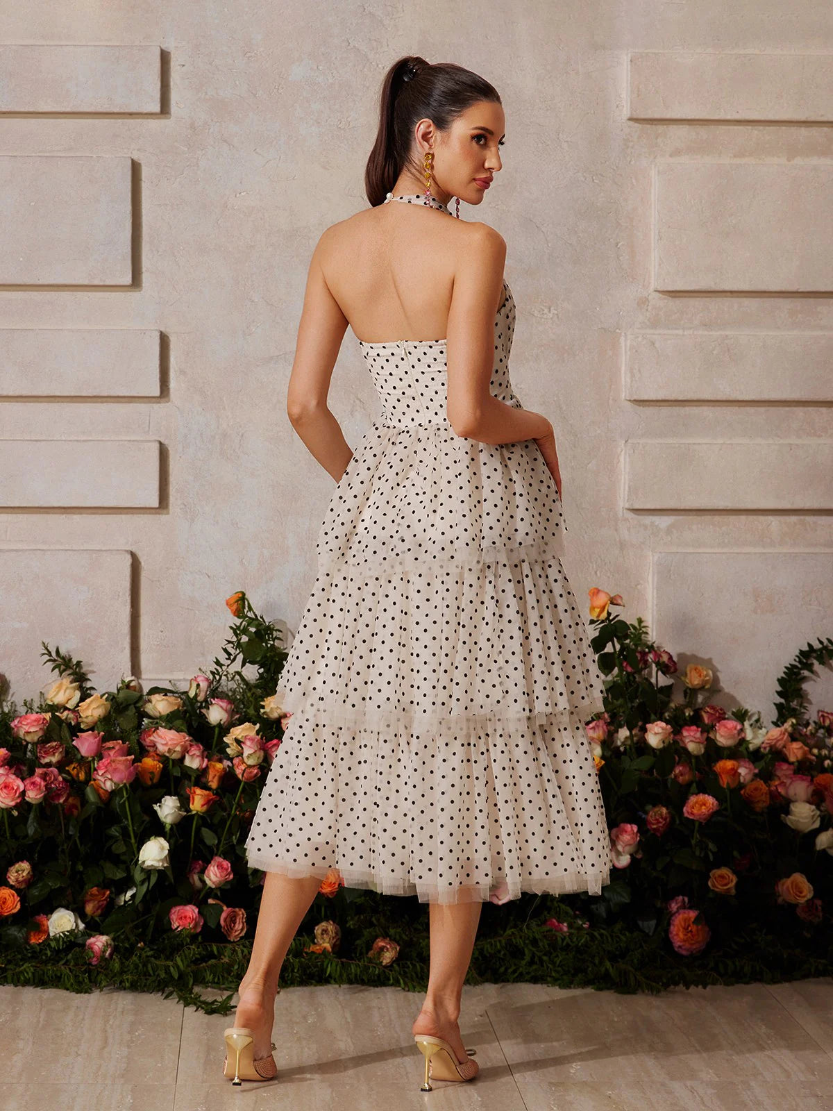 Amélie Polka Dot Tiered Midi Dress