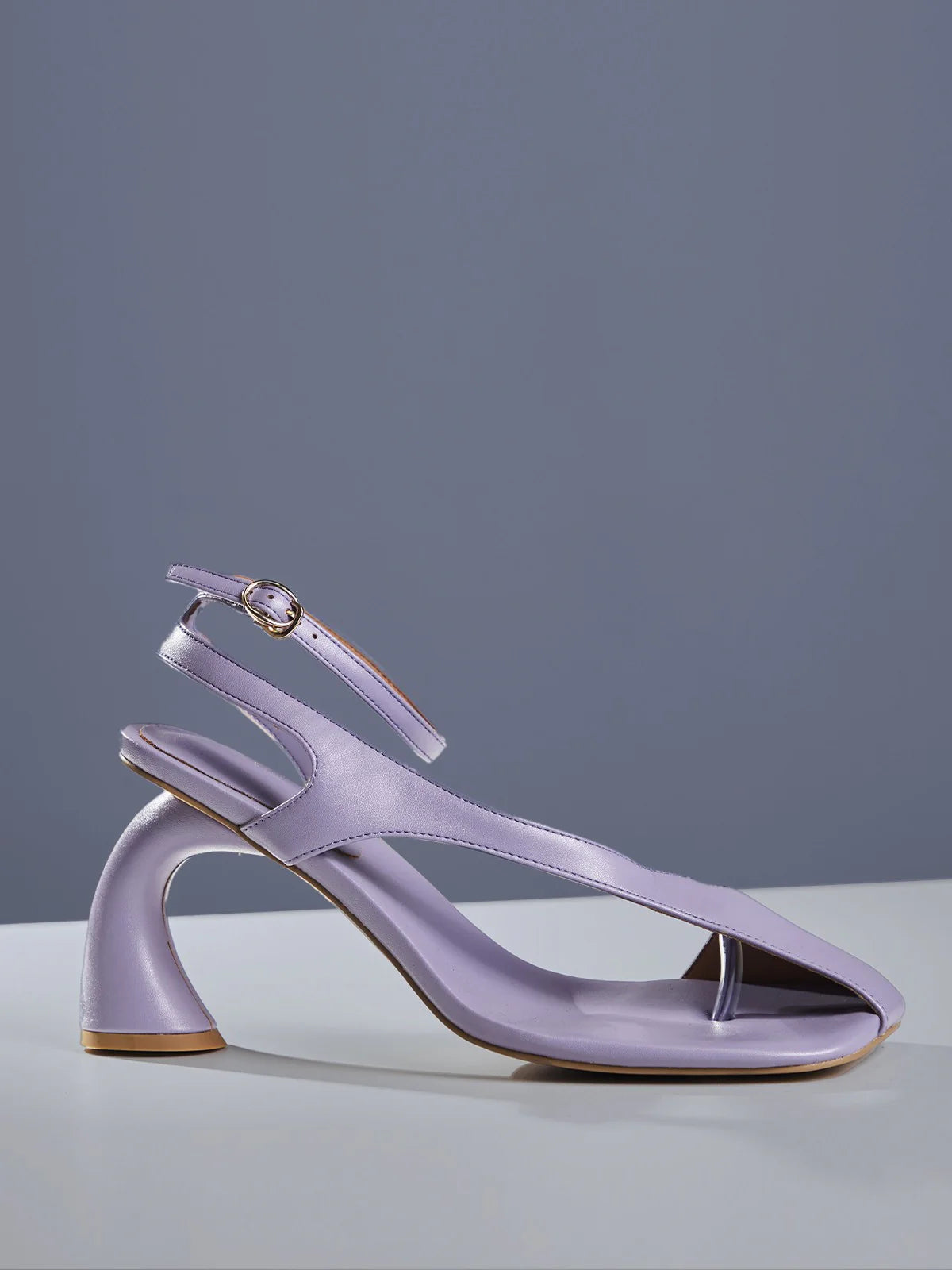 Cutout leather high heels