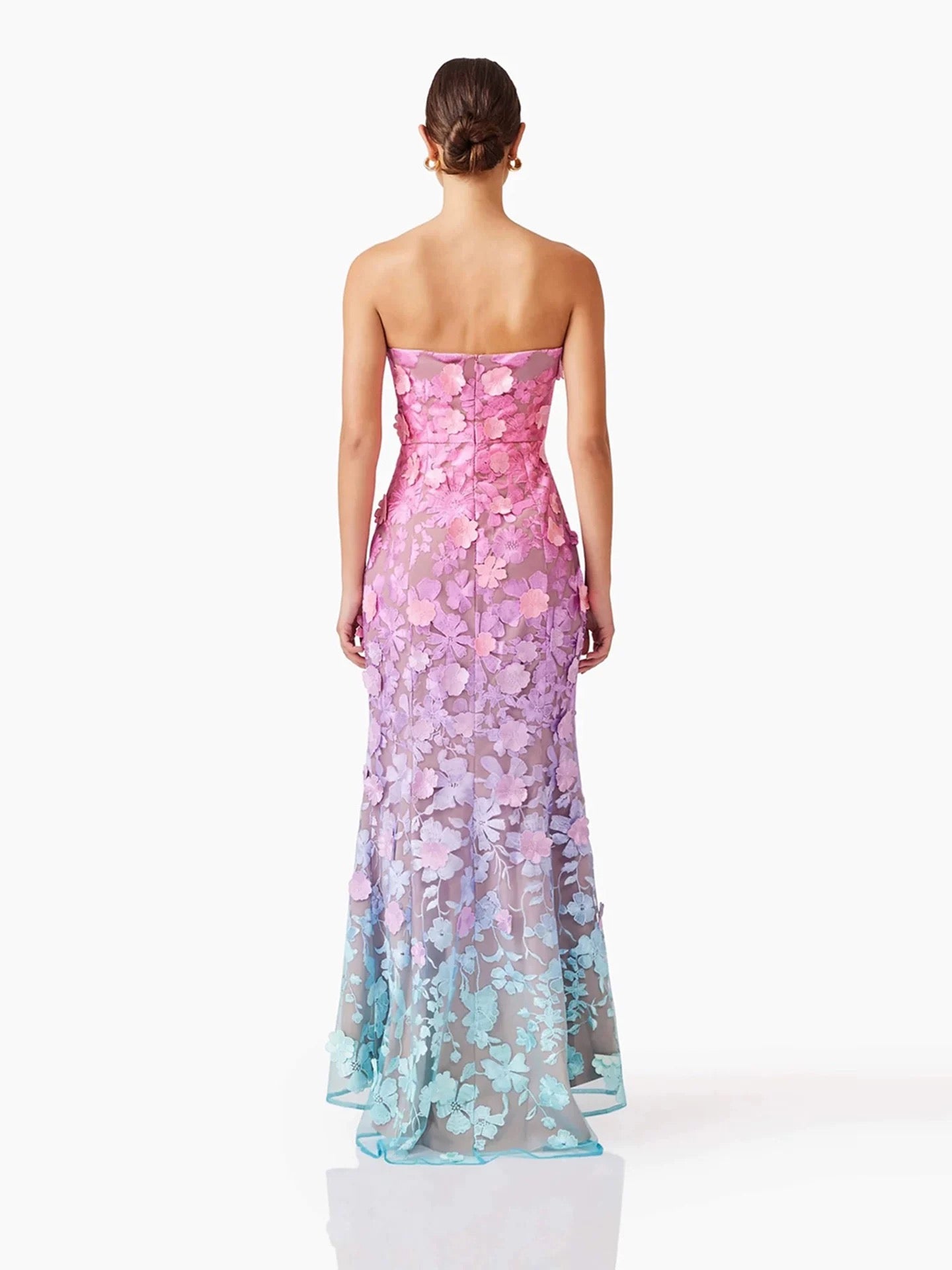 Fleur Ombre Strapless Gown