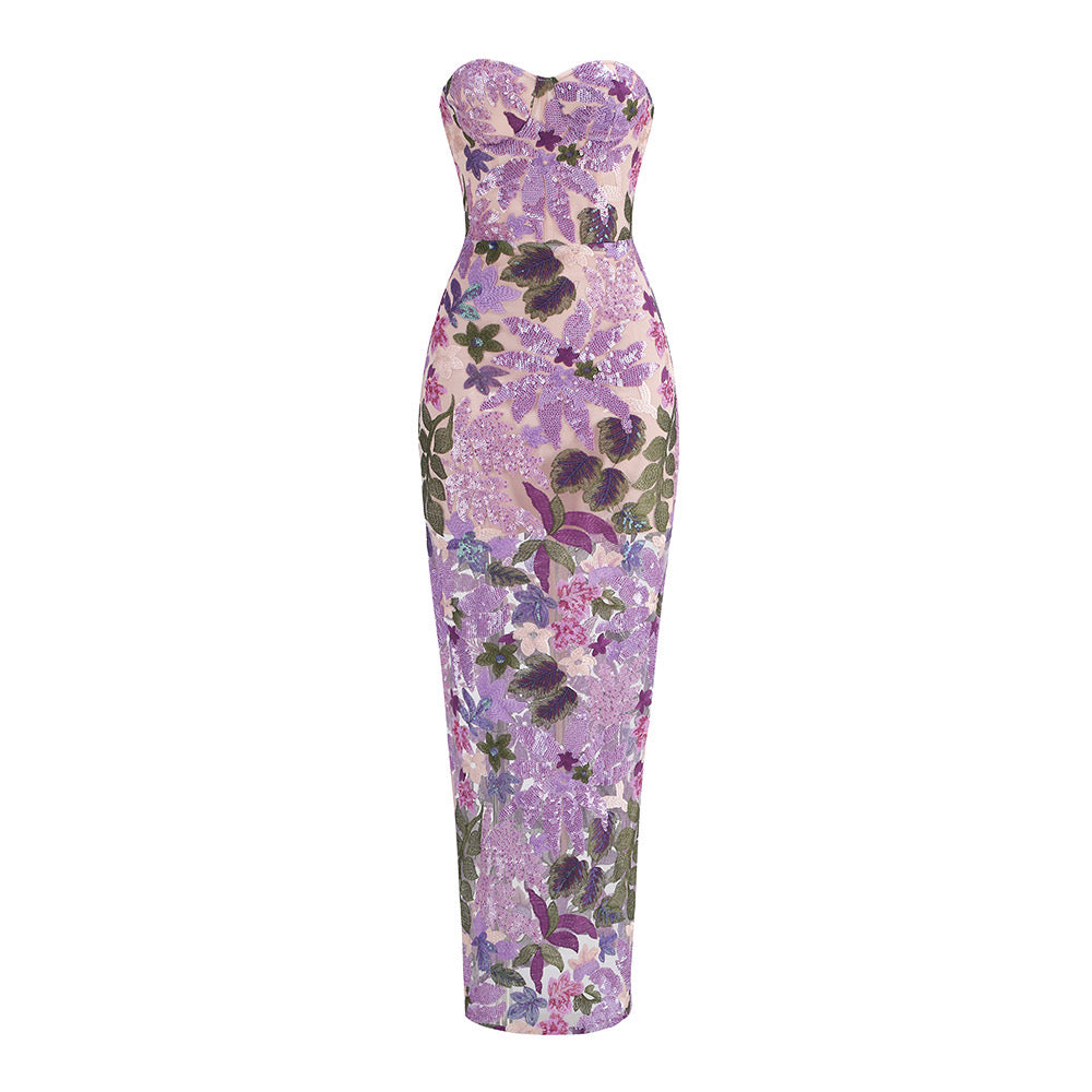 Kevine purple flower maxi dresssize S