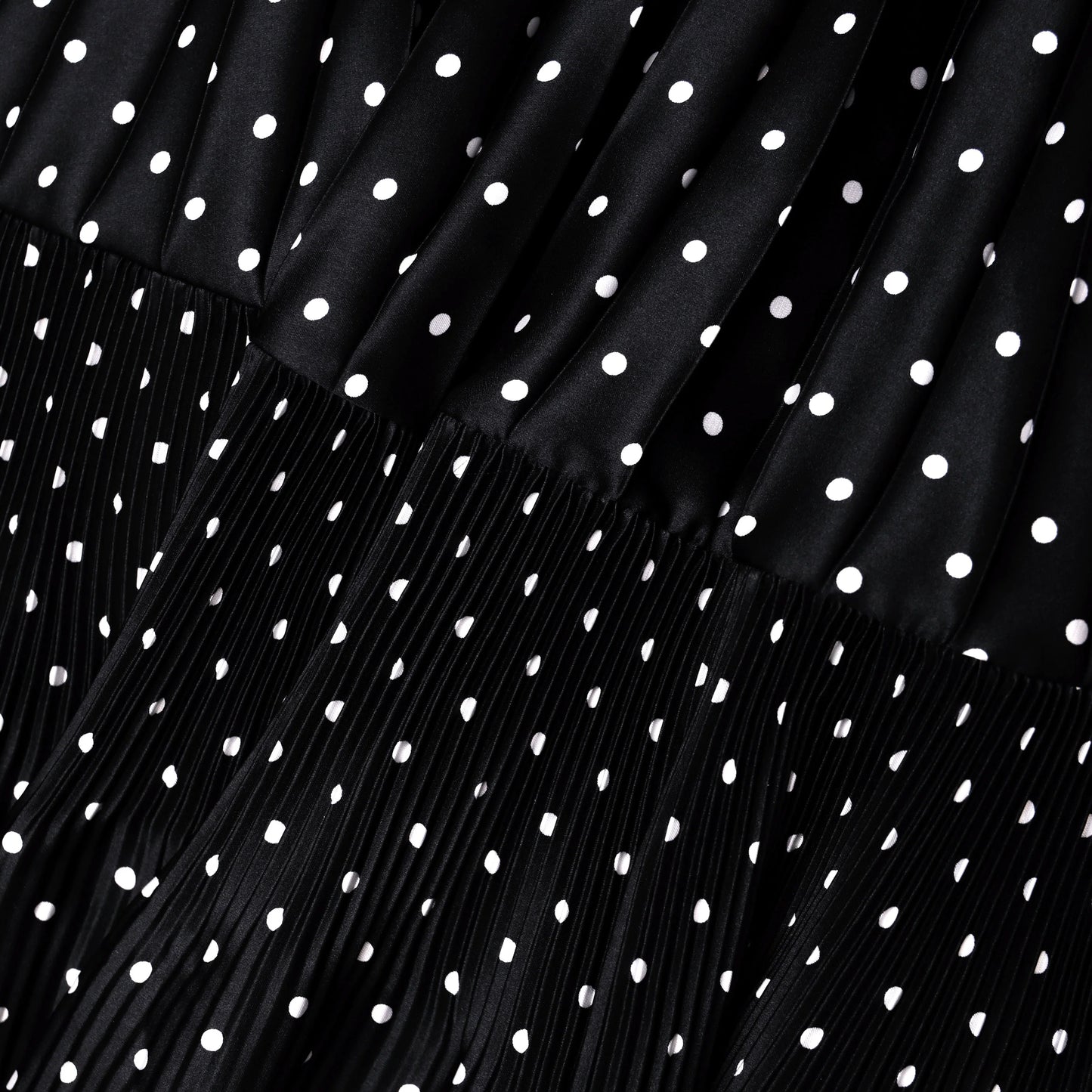 Noir Polka Pleated Maxi Dress