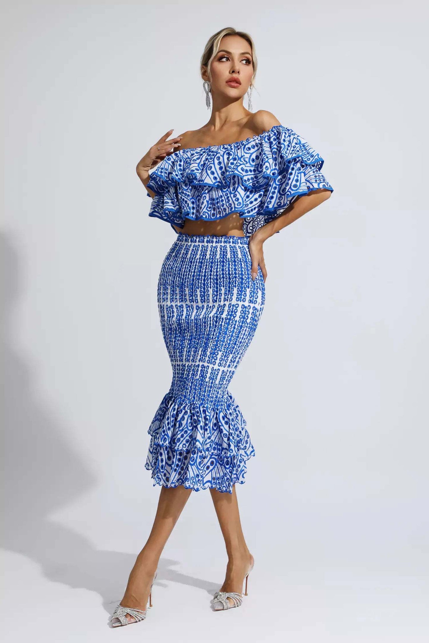 Winnie off shoulder ruffle skirt set