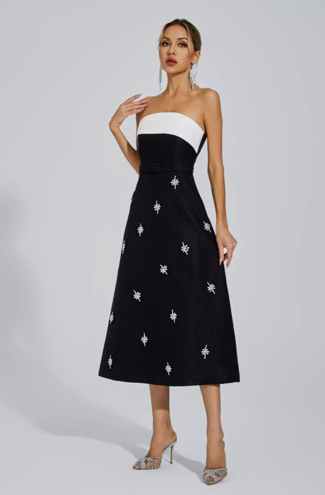 Emberlyn crystal tweed midi dress size S