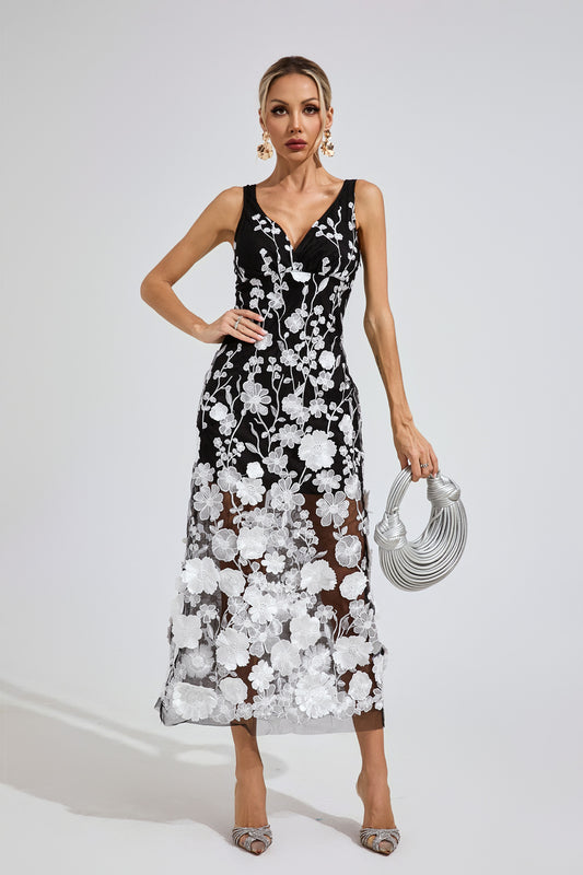 Midnight Garden Embroidered Dress