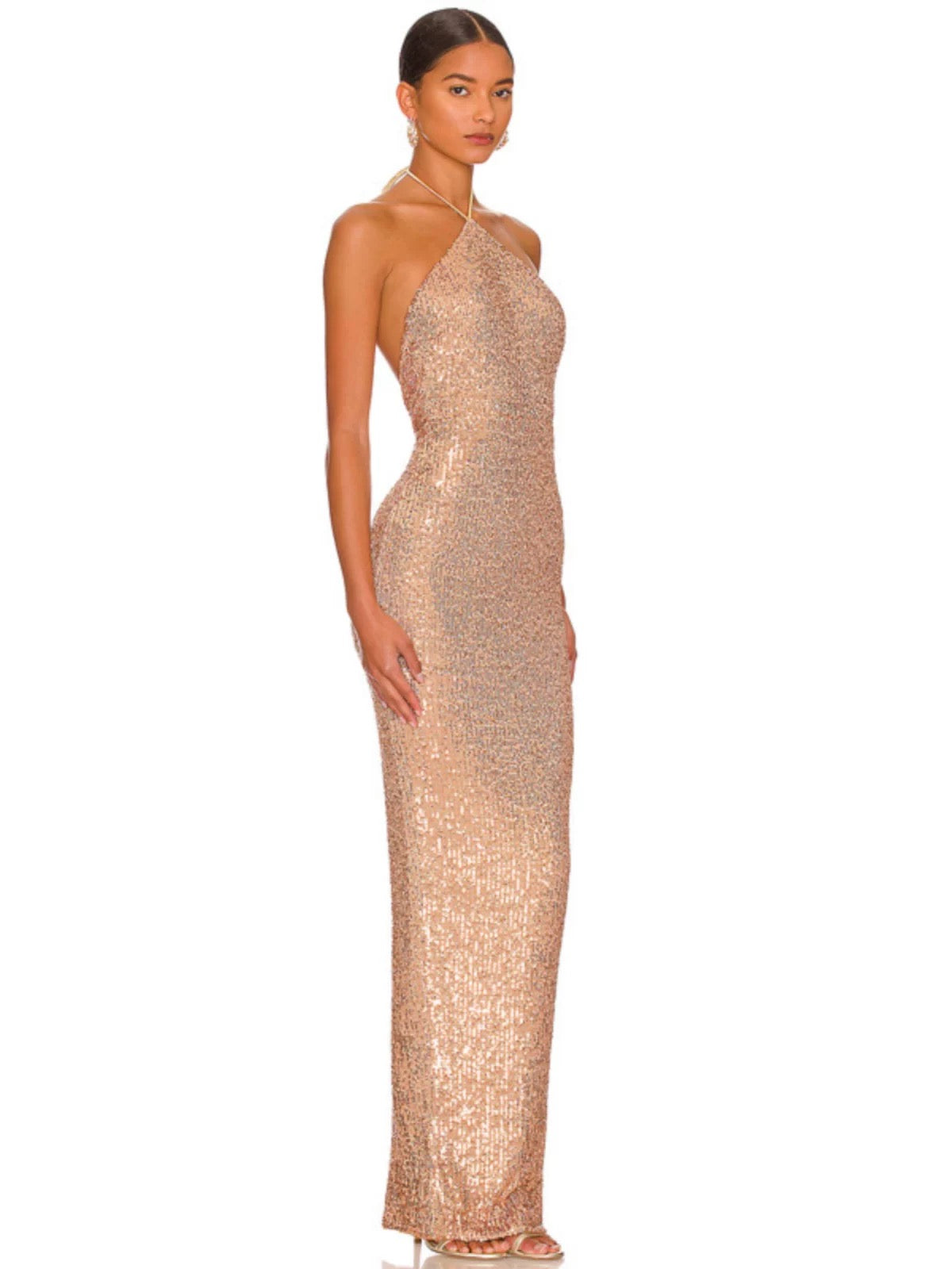 Sequin backless maxi dress