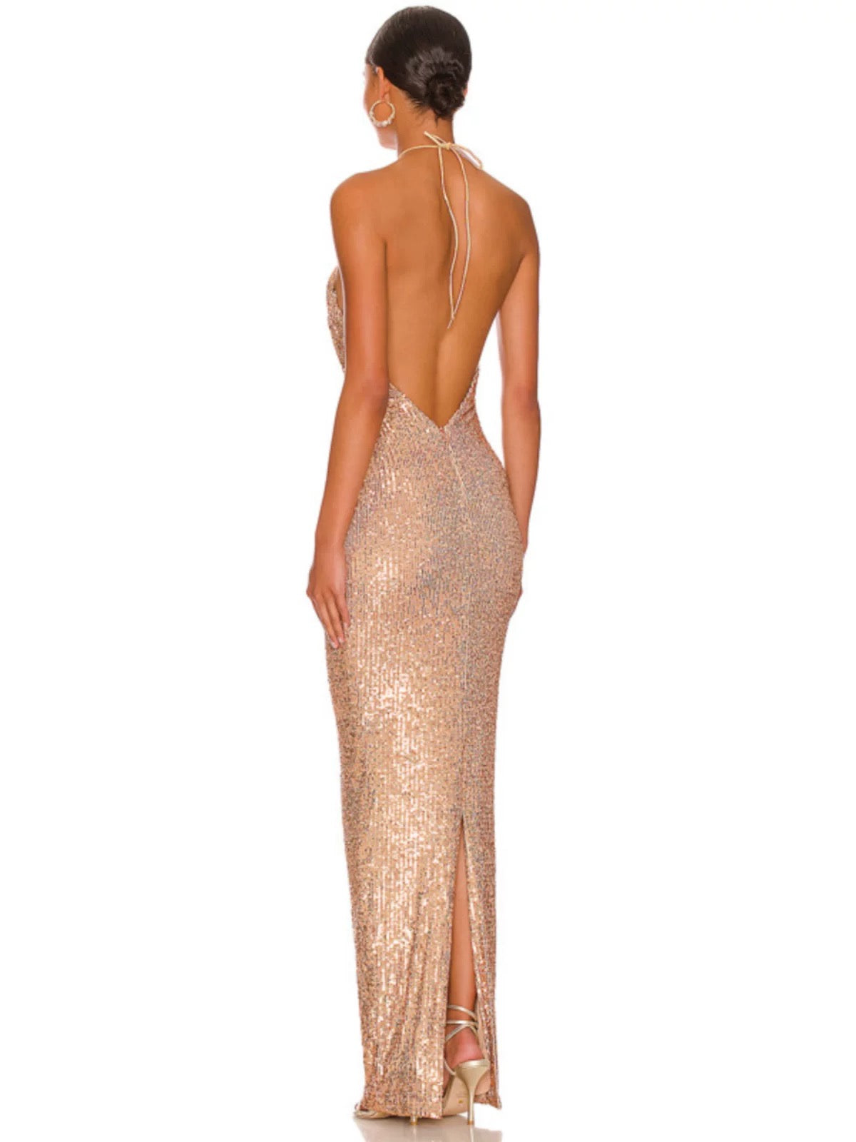 Sequin backless maxi dress