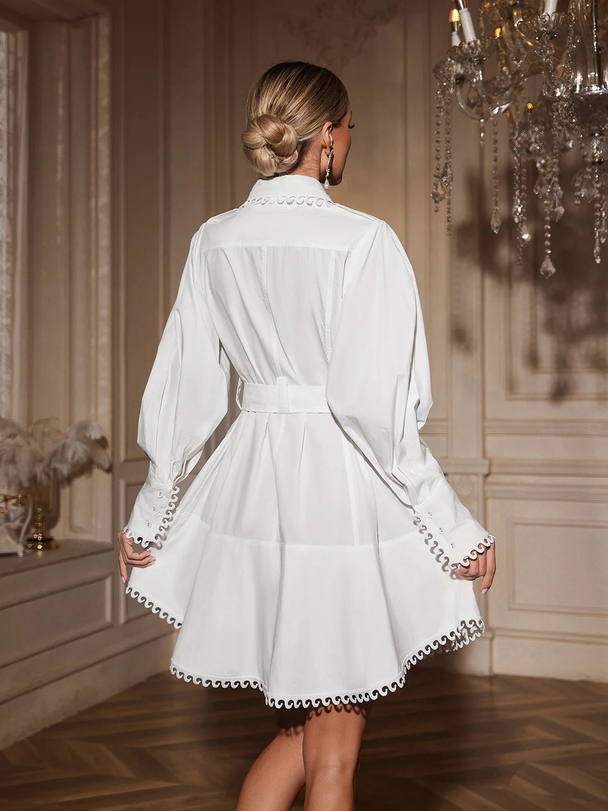 Petal Embroidered Shirt Dress