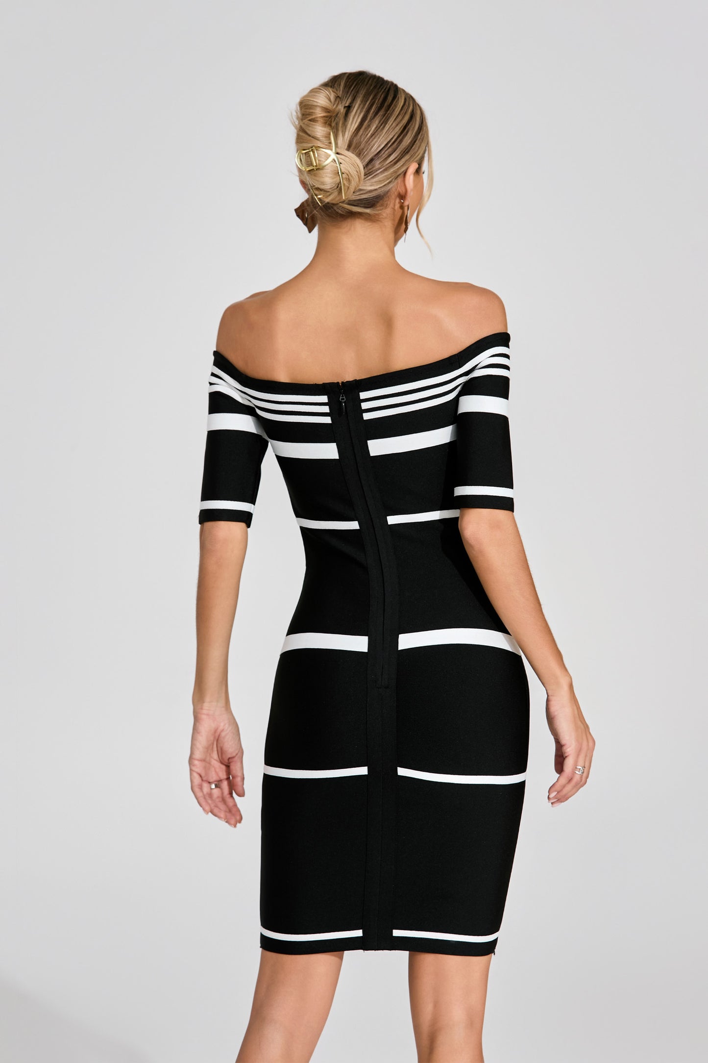 Monochrome Stripe Elegance Dress