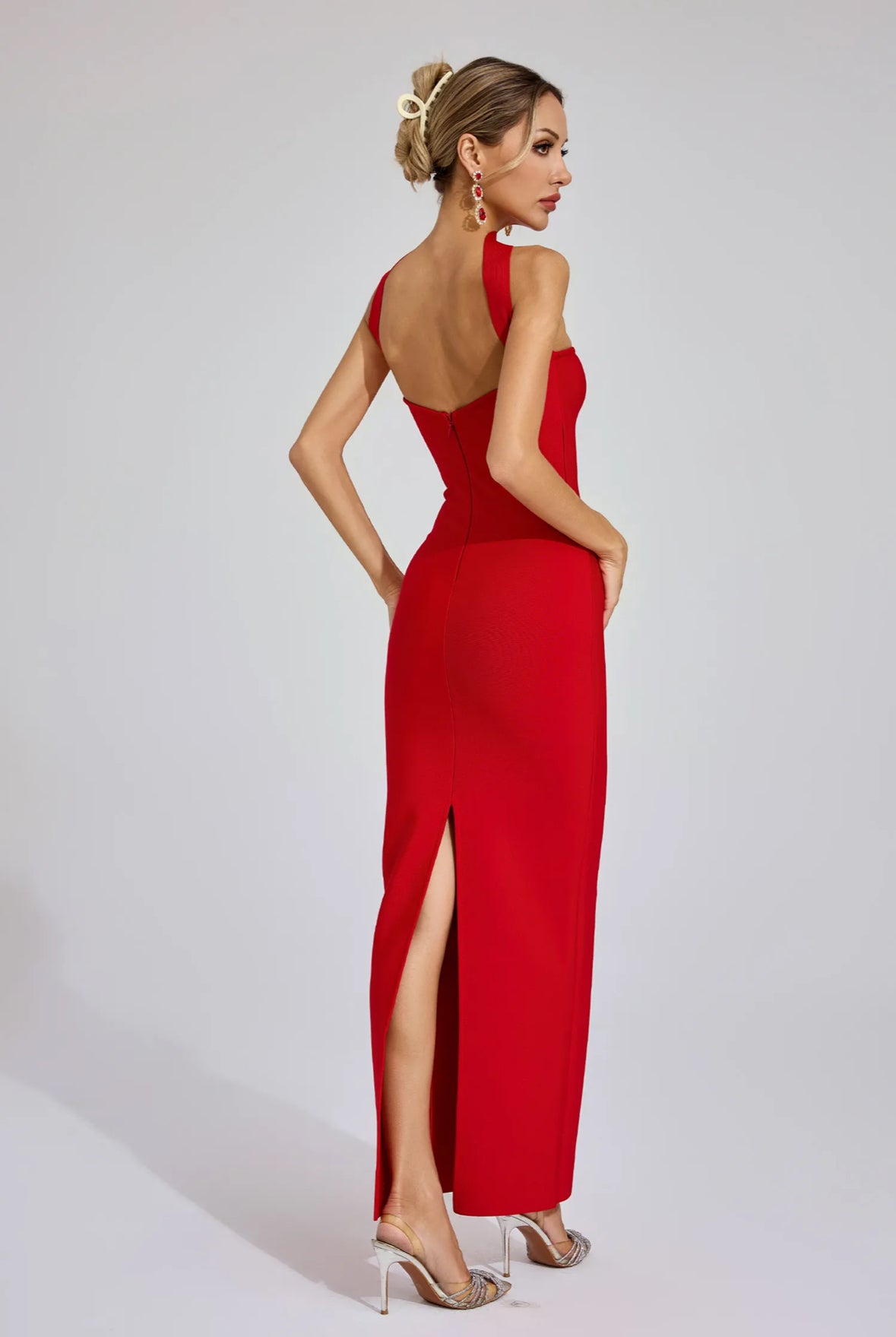 Bandage red maxi dress
