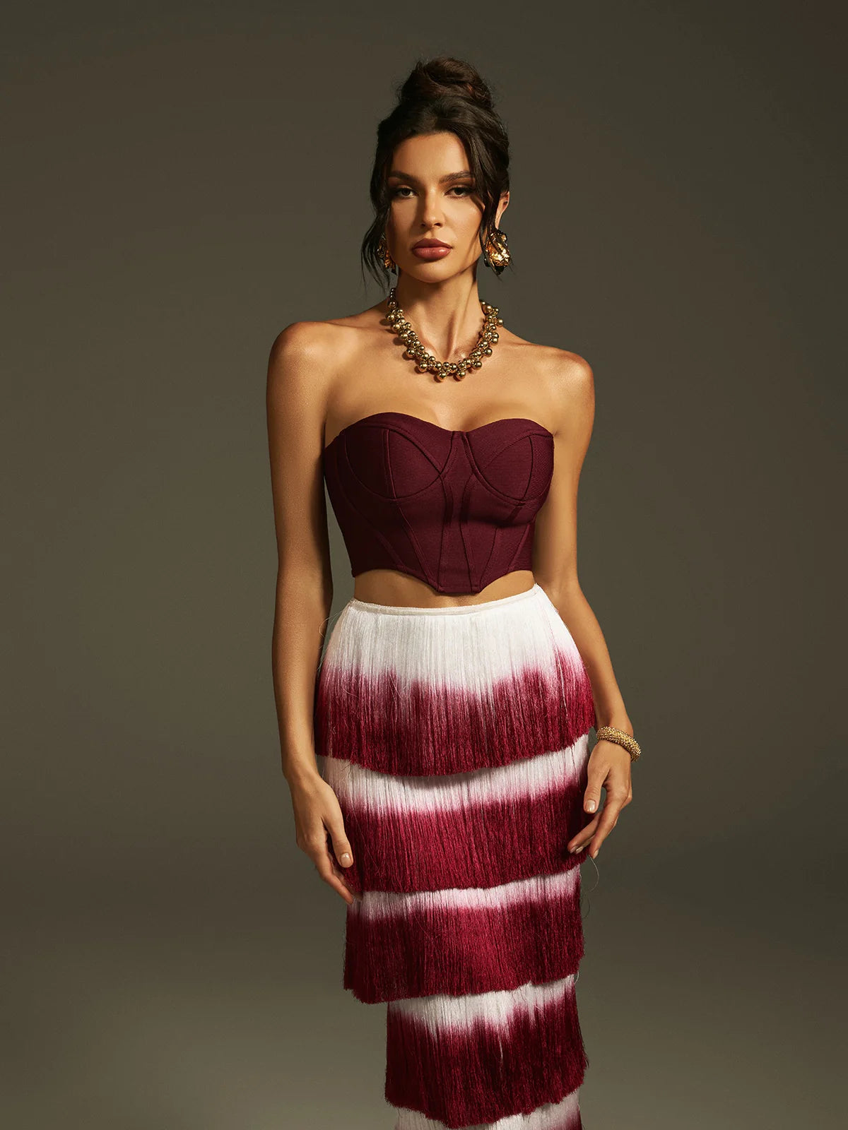 Bordeaux Cascade Fringe Set