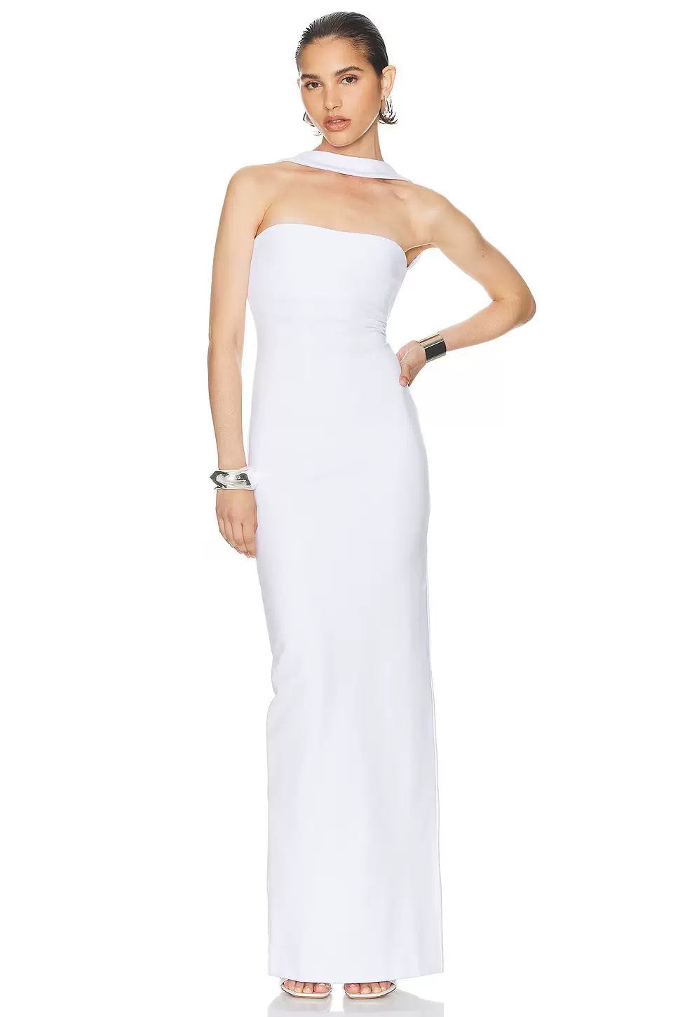Bandage white maxi dress