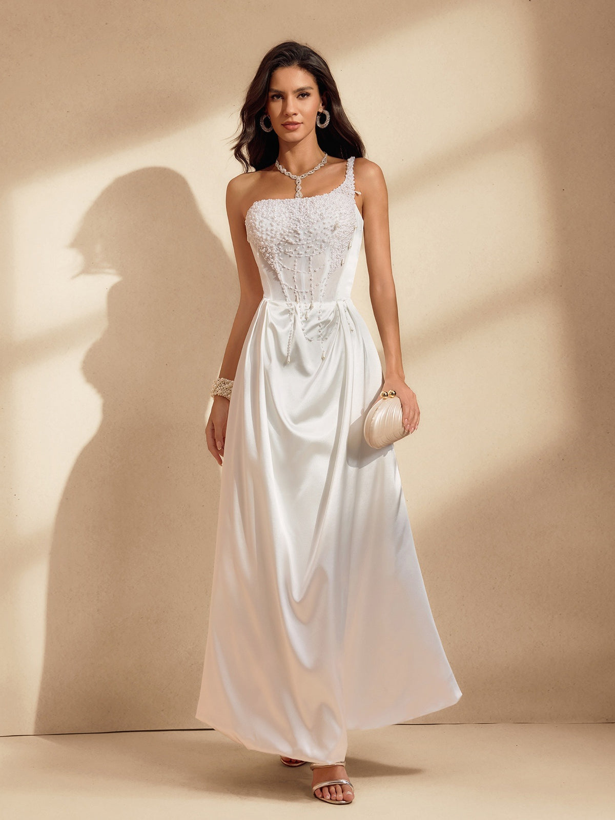 Amélie One-Shoulder Satin Gown