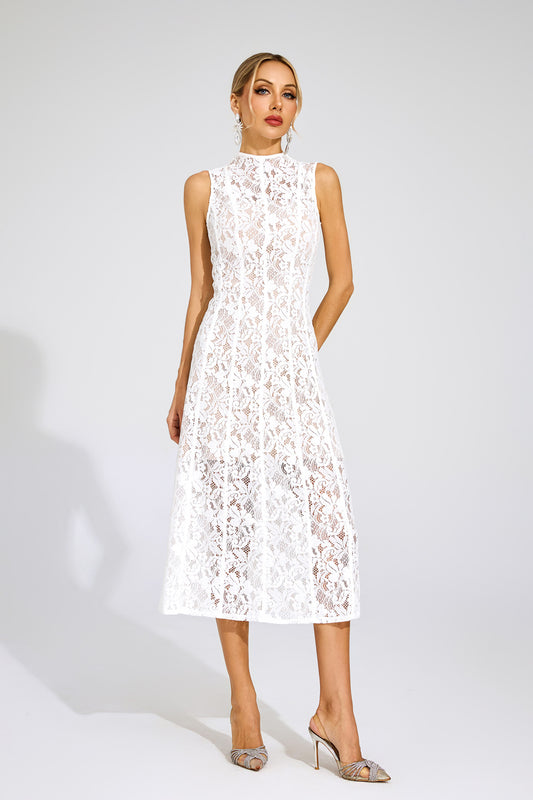 Noelle Sleeveless Lace Midi Dress