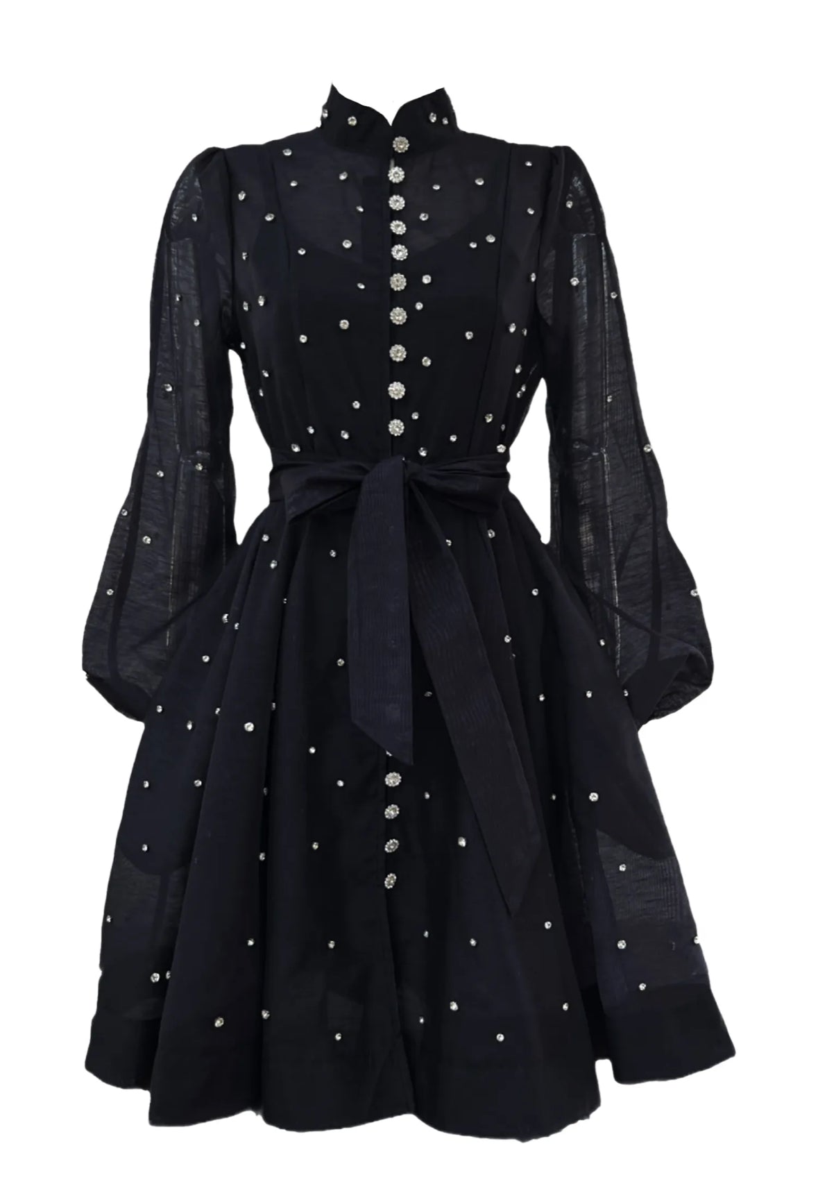 Amira Crystal Studded Flare Mini Dress